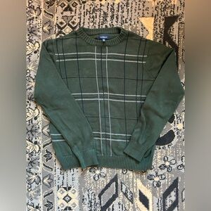 Y2K Croft & Barrow Forest Green Plaid Crewneck Sweater